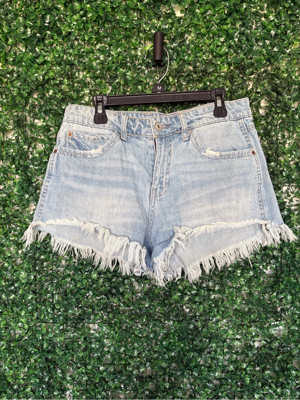 Vanilla Star Light Blue Distressed and frayed hem Denim Shorts